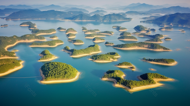 蓝天下的远山千岛湖风光美丽风景,高清,摄影图,摄影图片,图片大全,摄影图免费下载